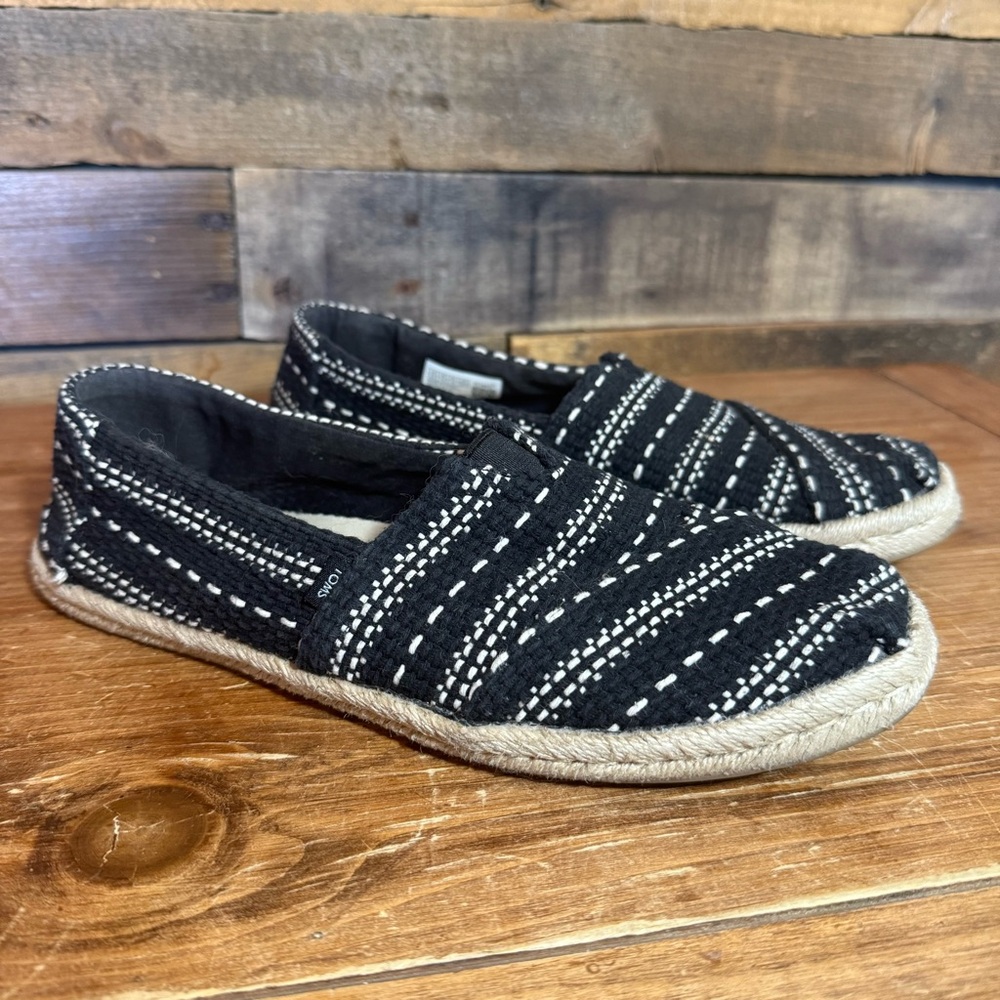 Toms Women’s Alpargata Rope Black Multi Chunky Global Woven Size 9.5